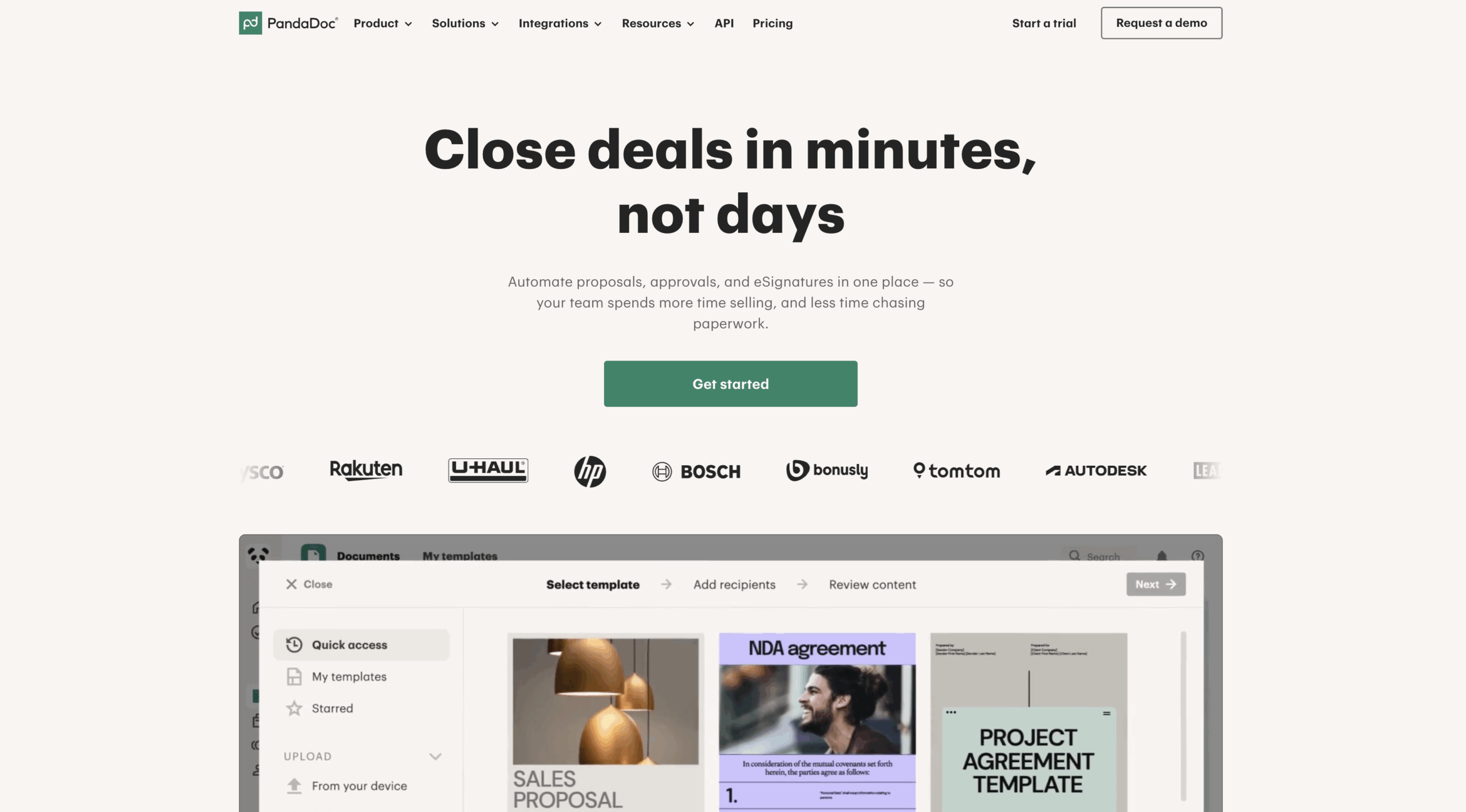 Interfaccia utente di PandaDoc