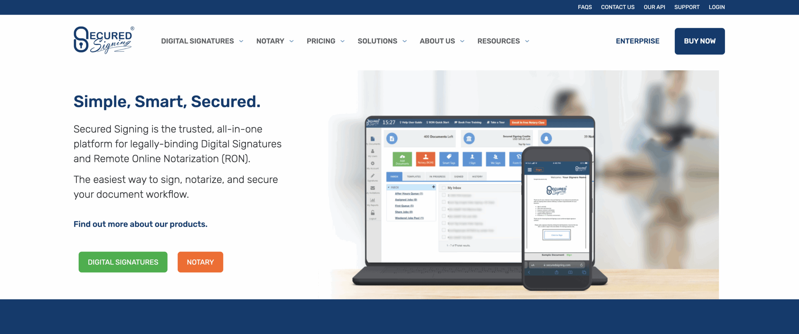 Interfaccia utente di Secured Signing