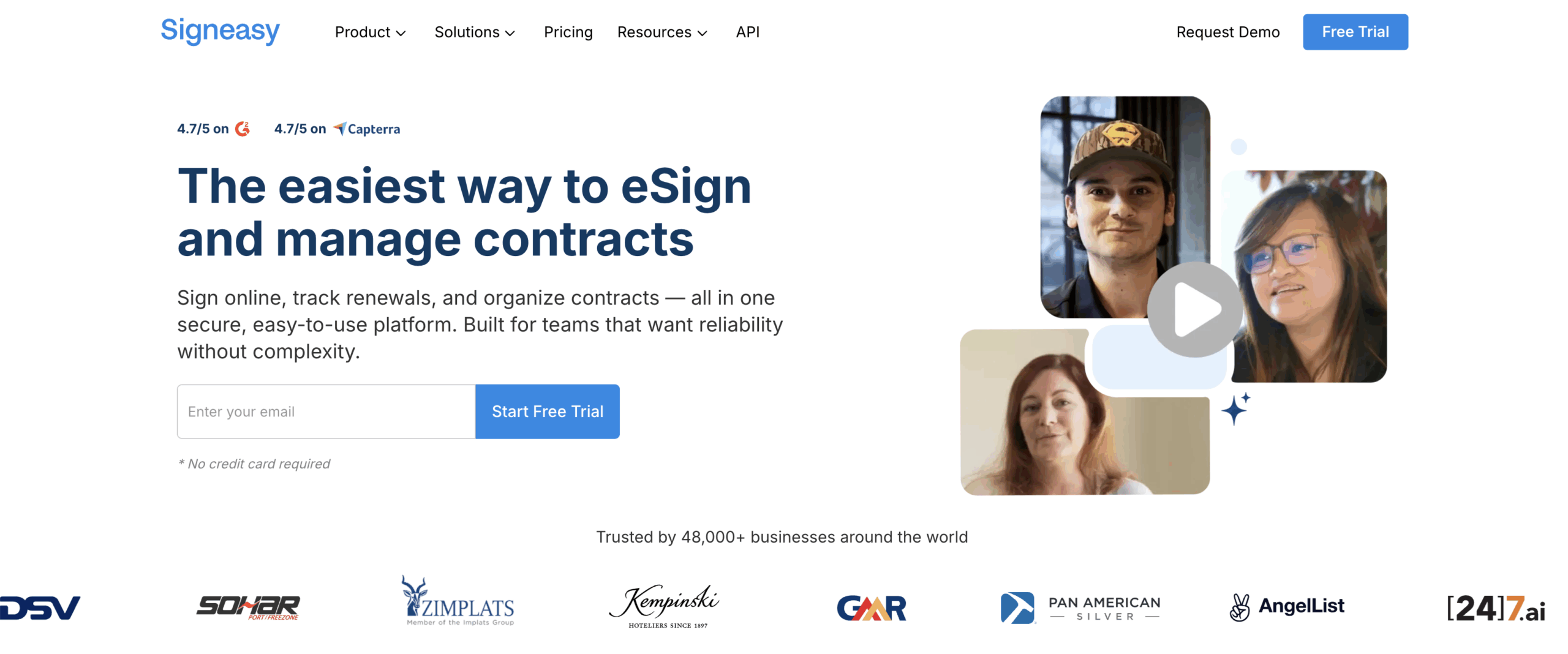 Interfaccia utente di SignEasy