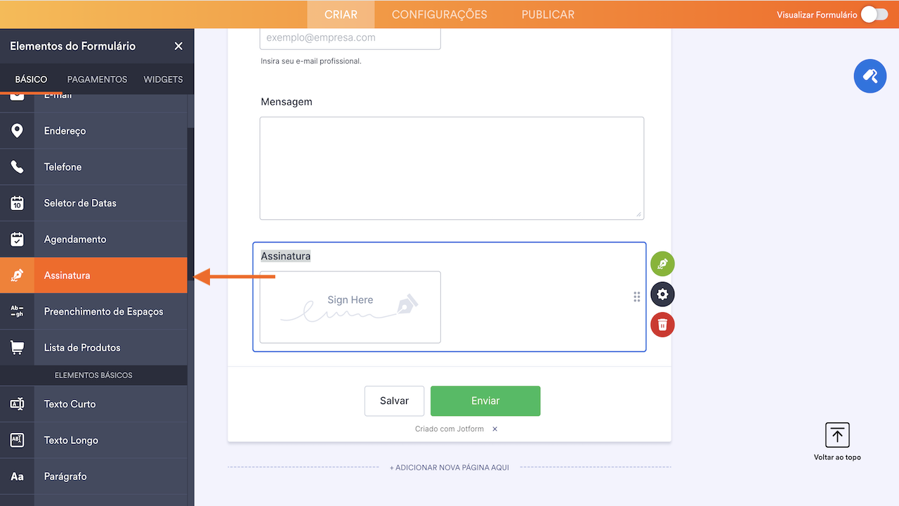 Como Adicionar uma Assinatura Eletrônica ao seu Formulário - 2