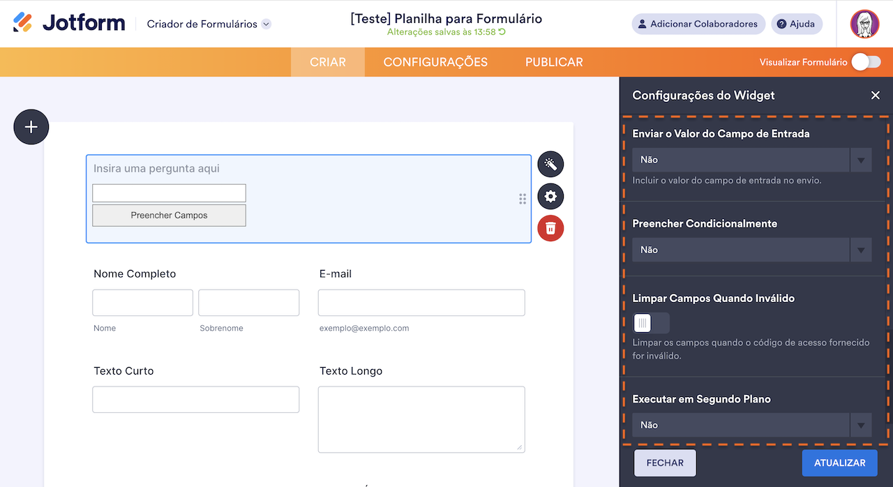 Outras opções do widget (2)