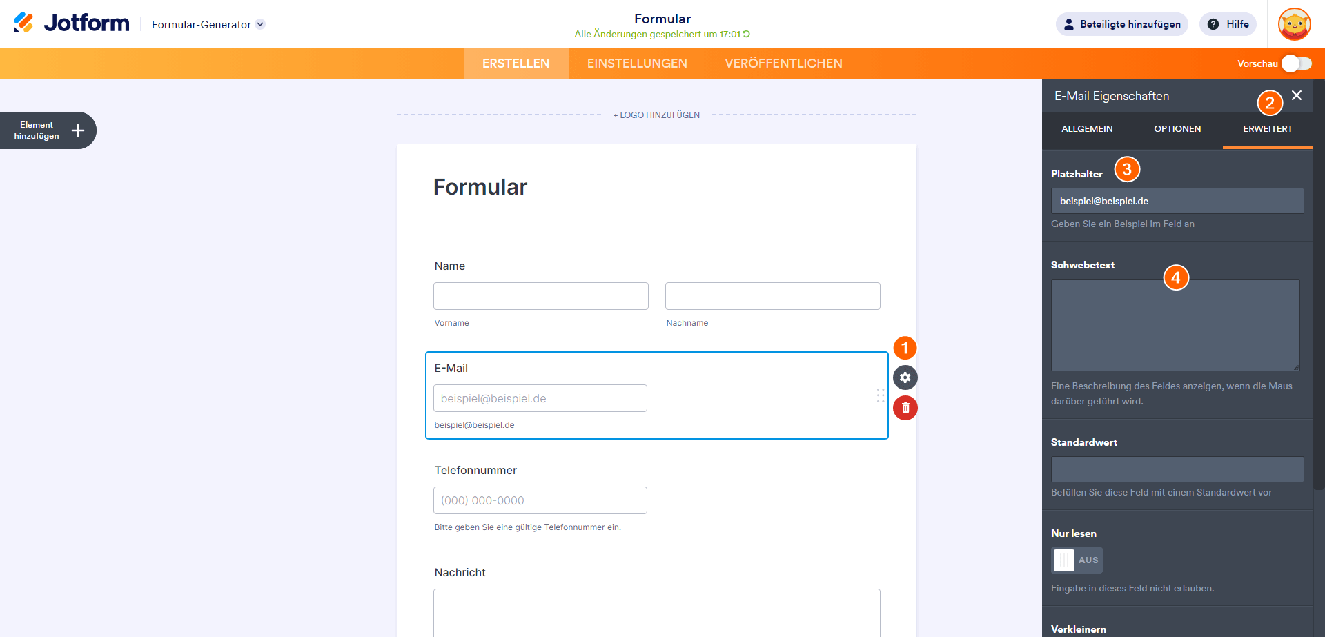 Platzhalter Formularfeld