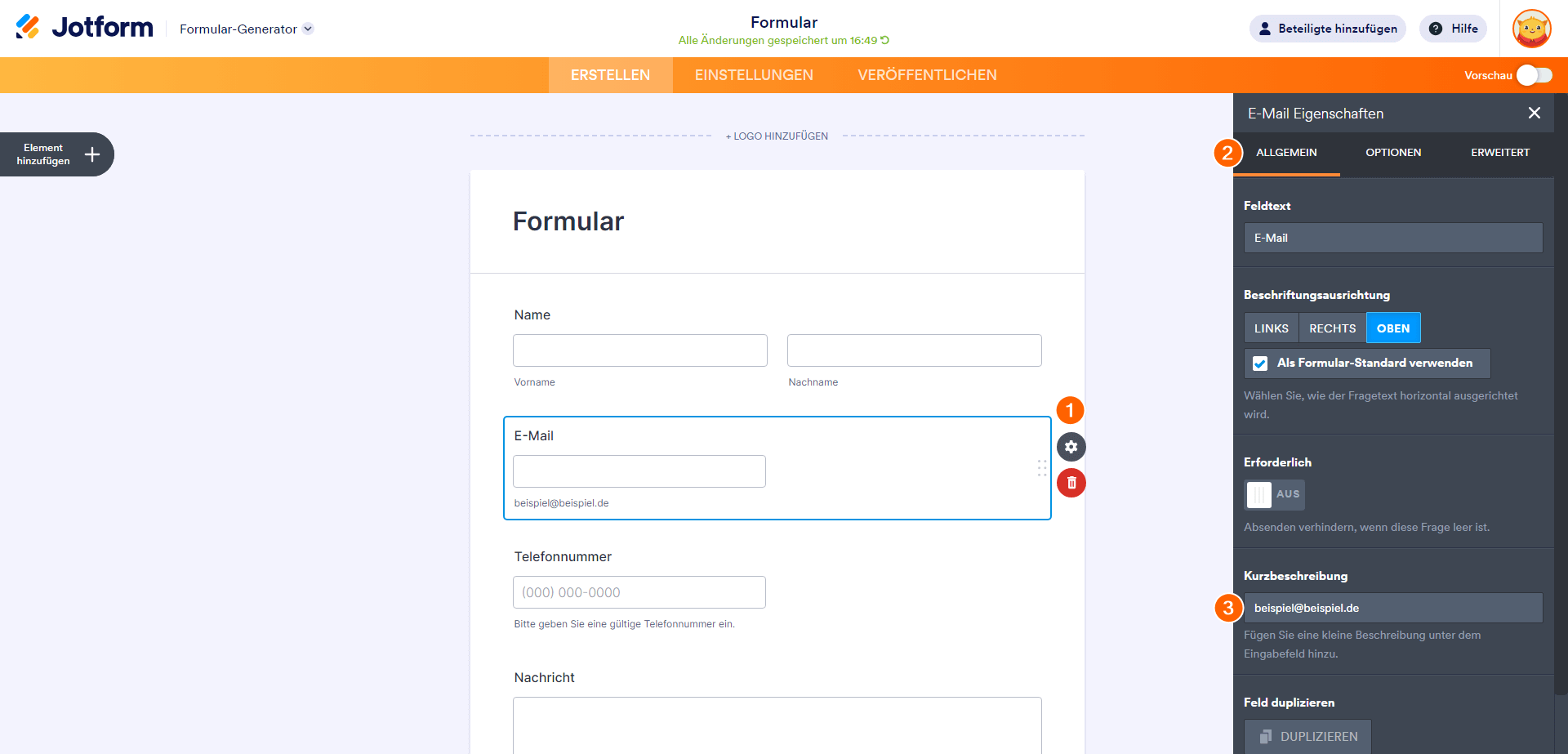Unteretiketten hinzufügen