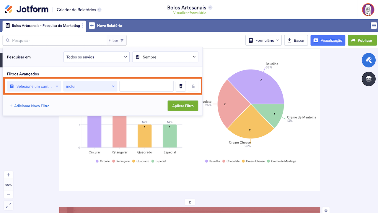 Relatórios Visuais - Filtros Avançados