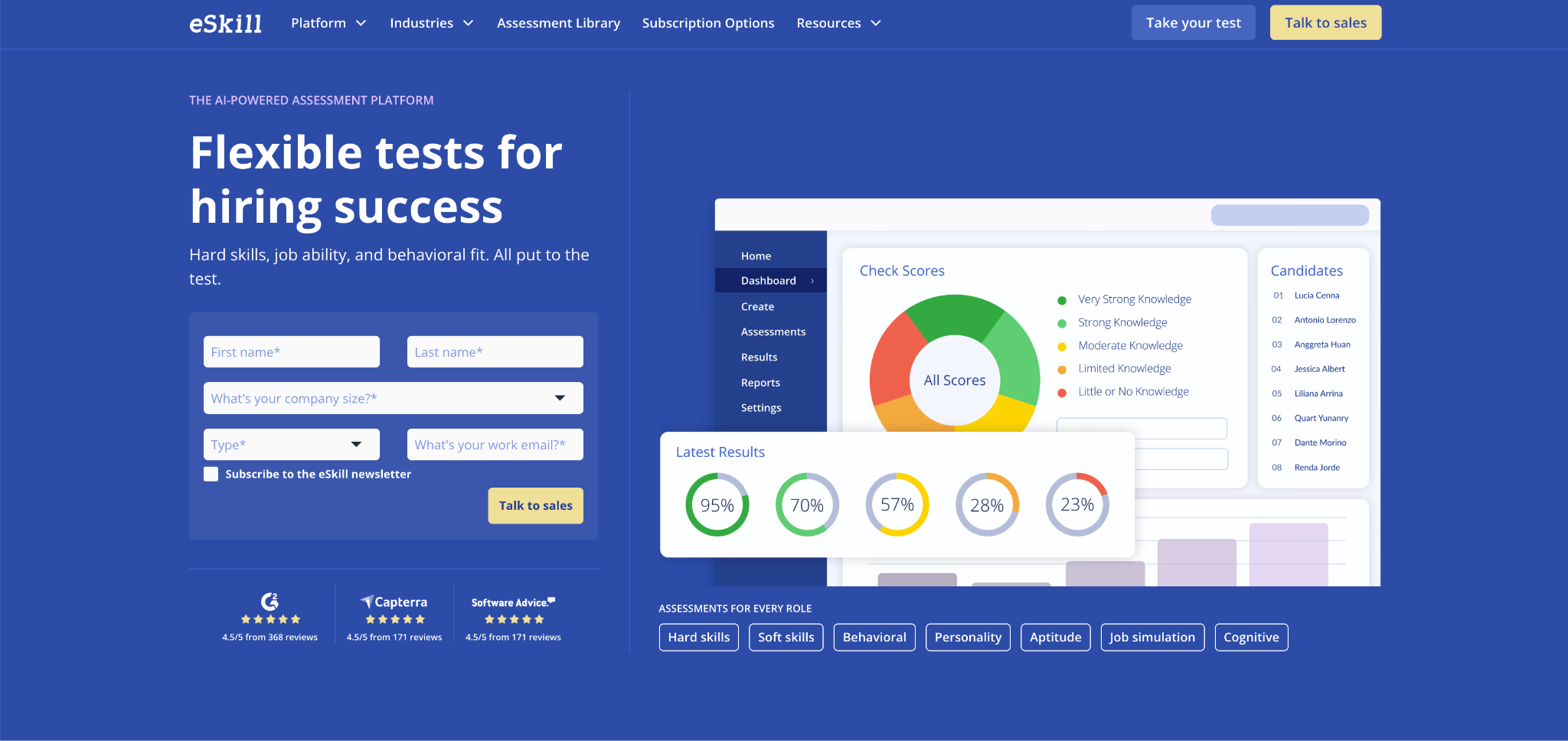 eSkill Landing Page