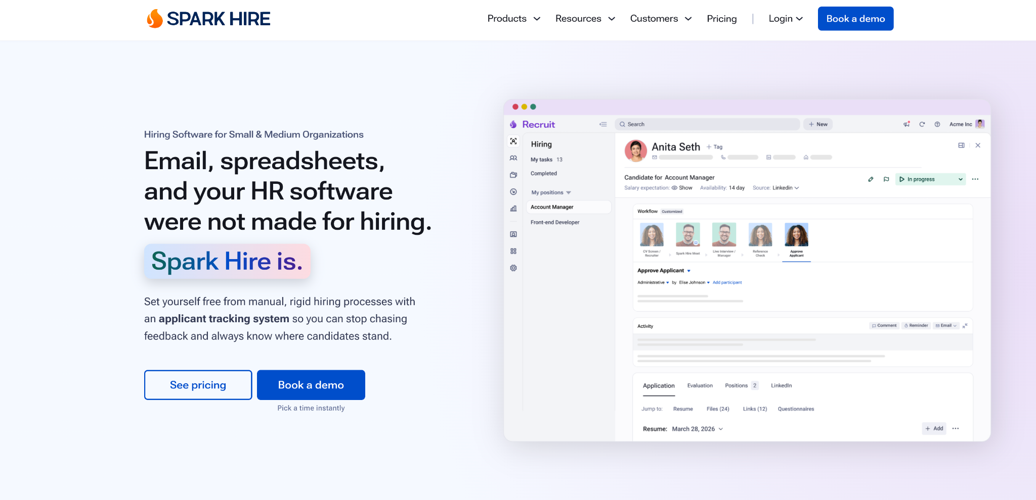 Spark Hire Landing Page