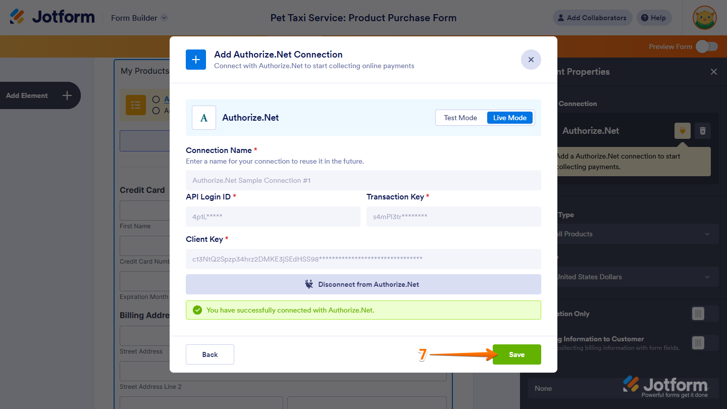 Save button of the Add Authorize
