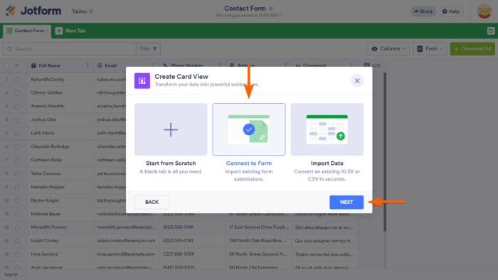 How to Add a Cards View in Jotform Tables