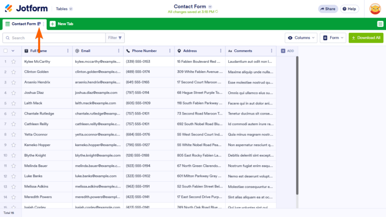 How to Add Descriptions to Tabs and Columns in Jotform Tables