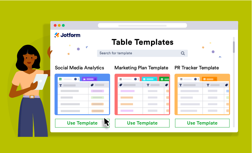 5 Jotform table templates for marketers