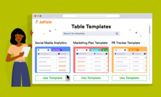 5 JotForm table templates for marketers
