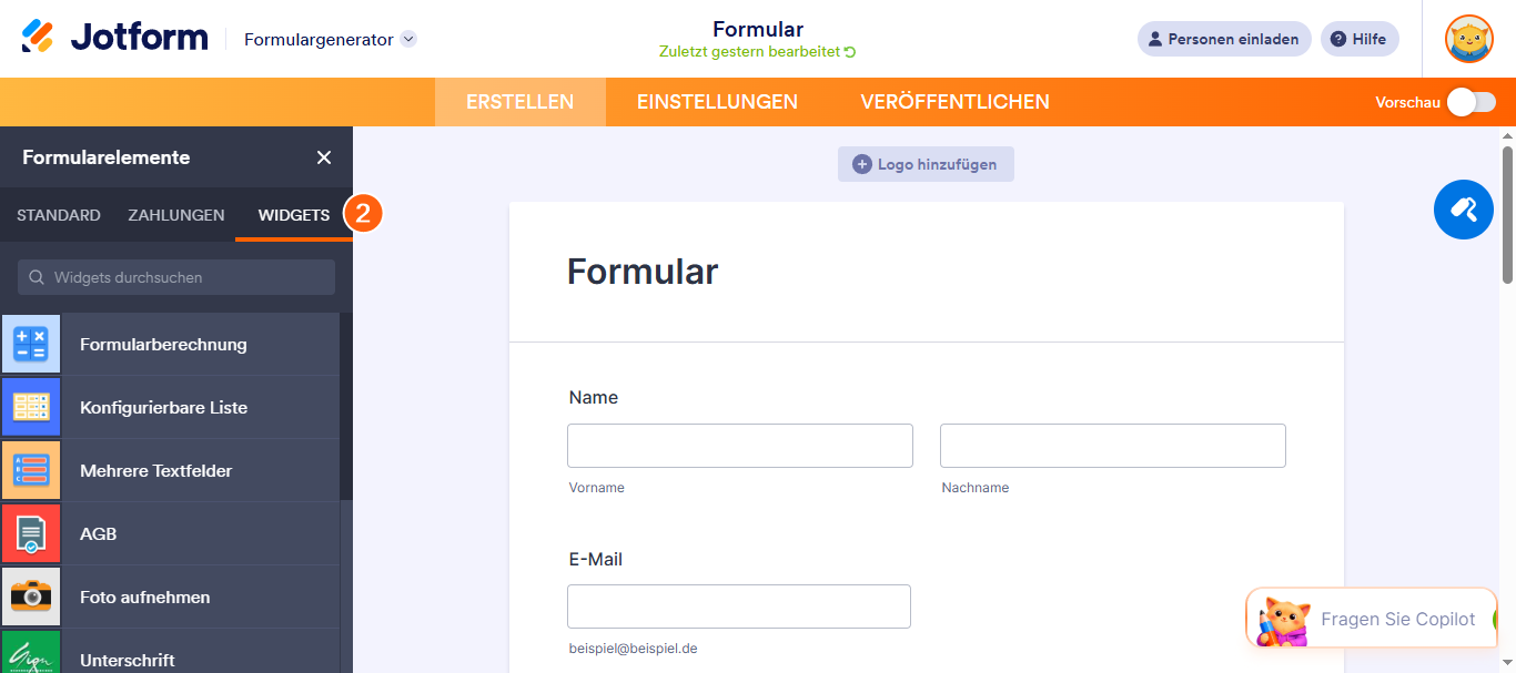 Wie Sie ein Widget zu Ihrem Formula hinzufügen Image-2