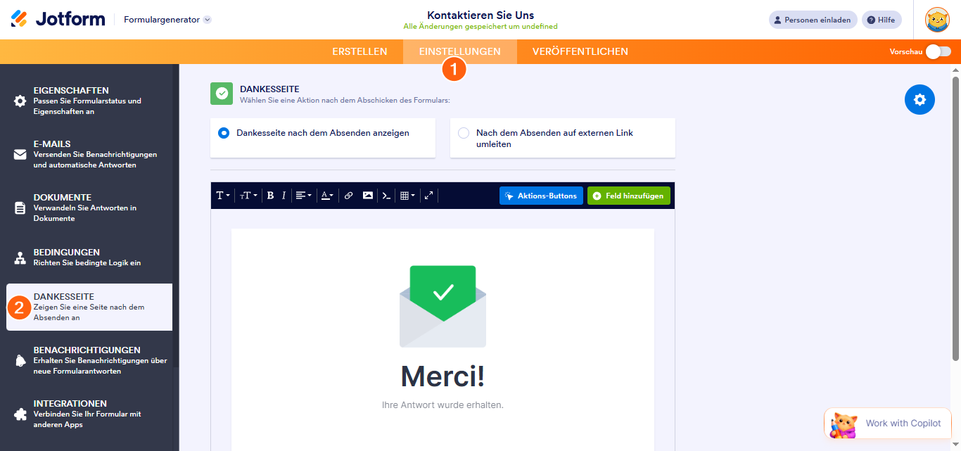 Einrichten der Dankeseite Image-1