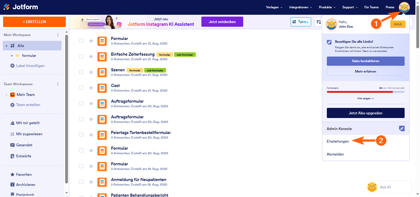So richten Sie einen SMTP Absender für ein Formular ein Image-1