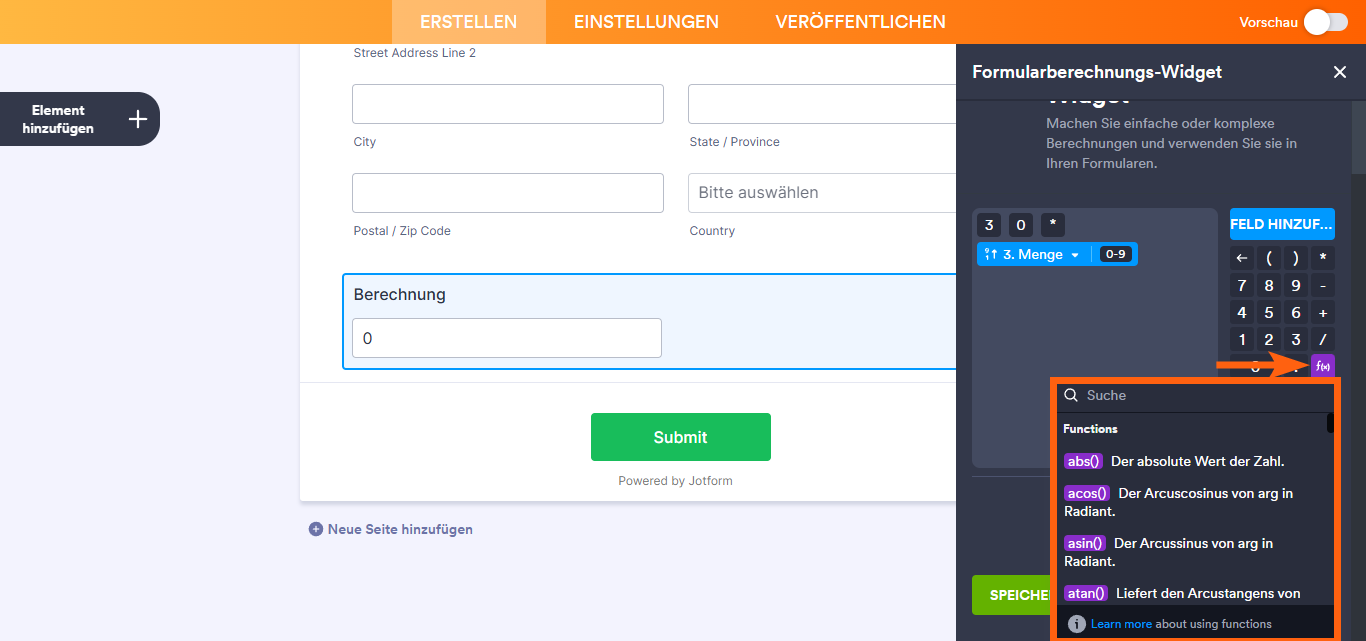 Wie Sie eine Formularberechnung mit einem Widget durchführen Image-8