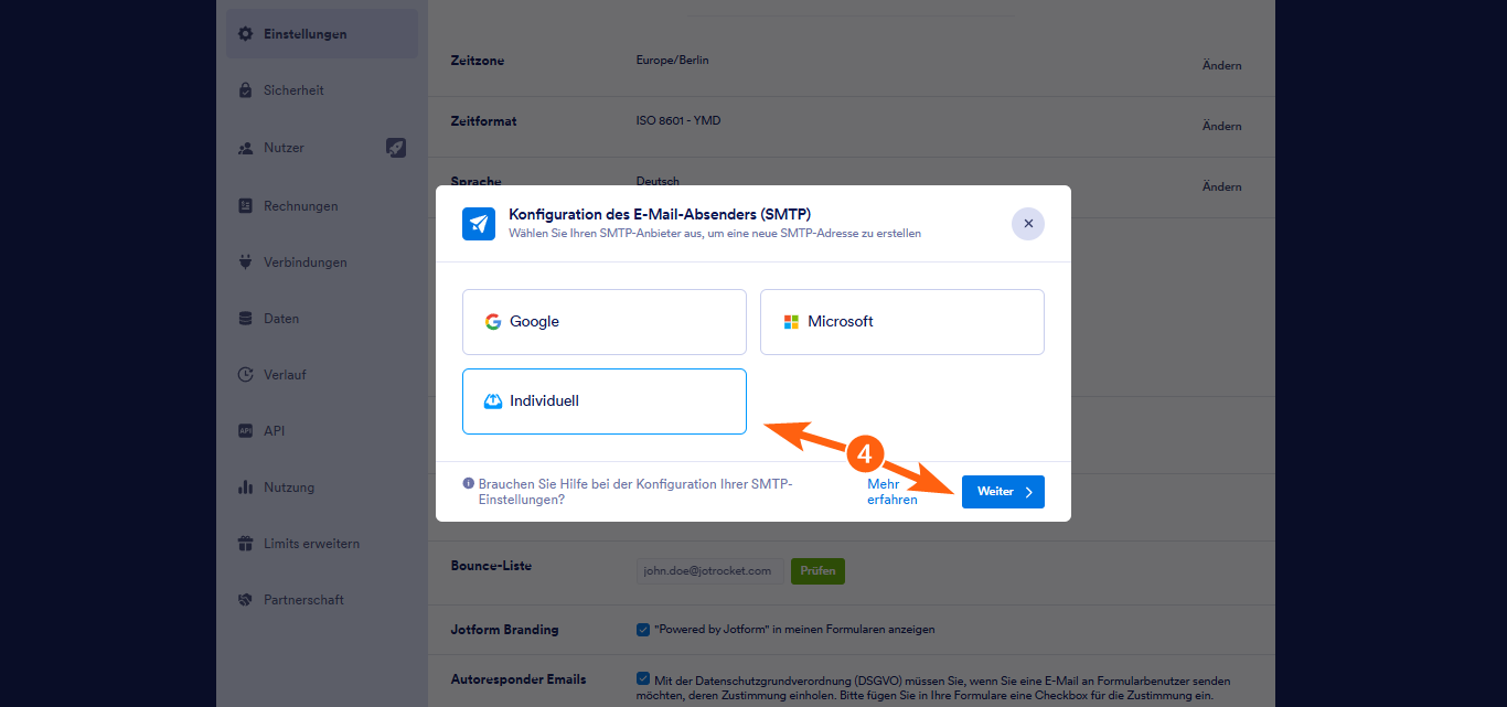 So richten Sie einen SMTP Absender für ein Formular ein Image-3