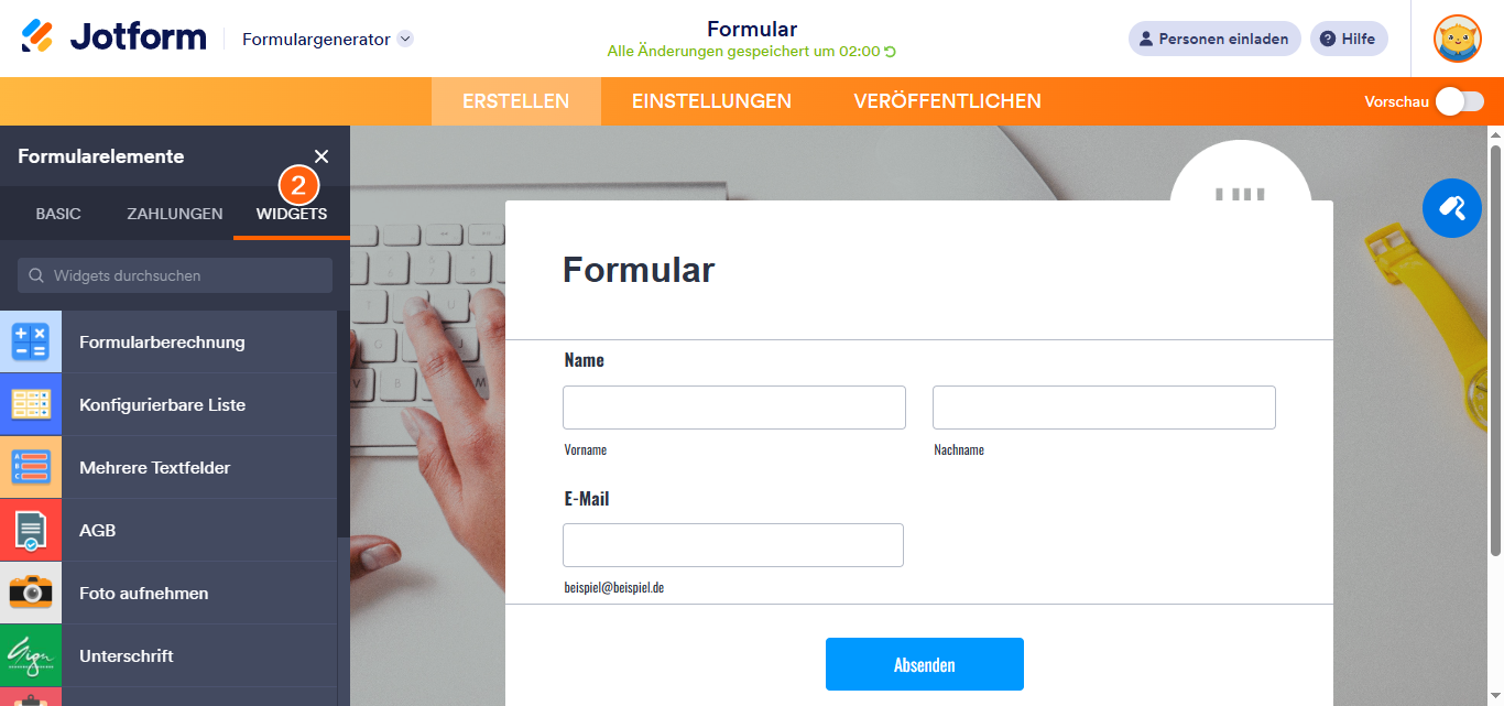 Wie Sie ein Widget zu Ihrem Formula hinzufügen Image-2