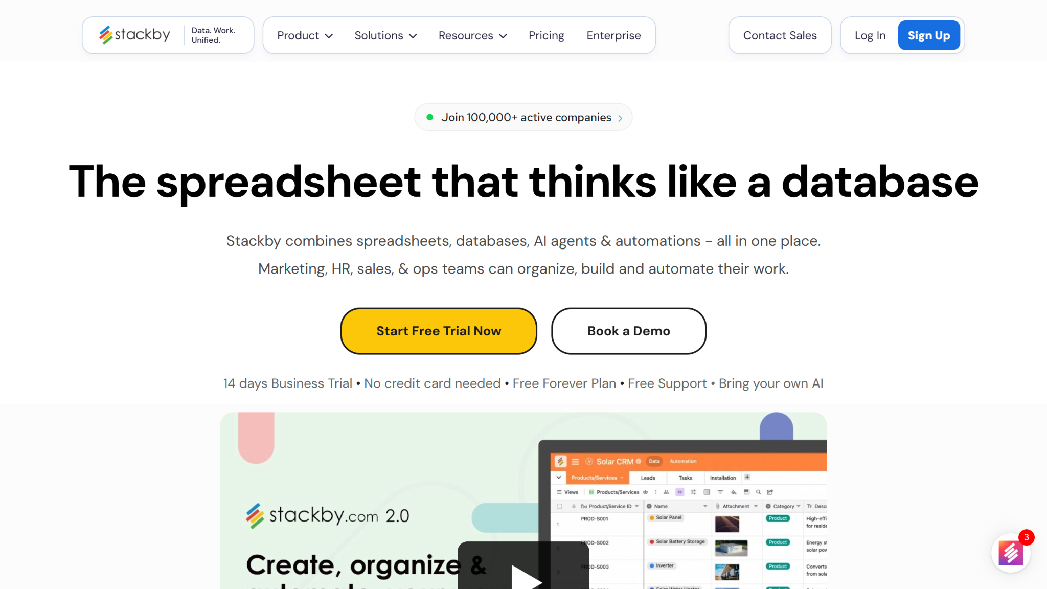 Stackby Landing Page