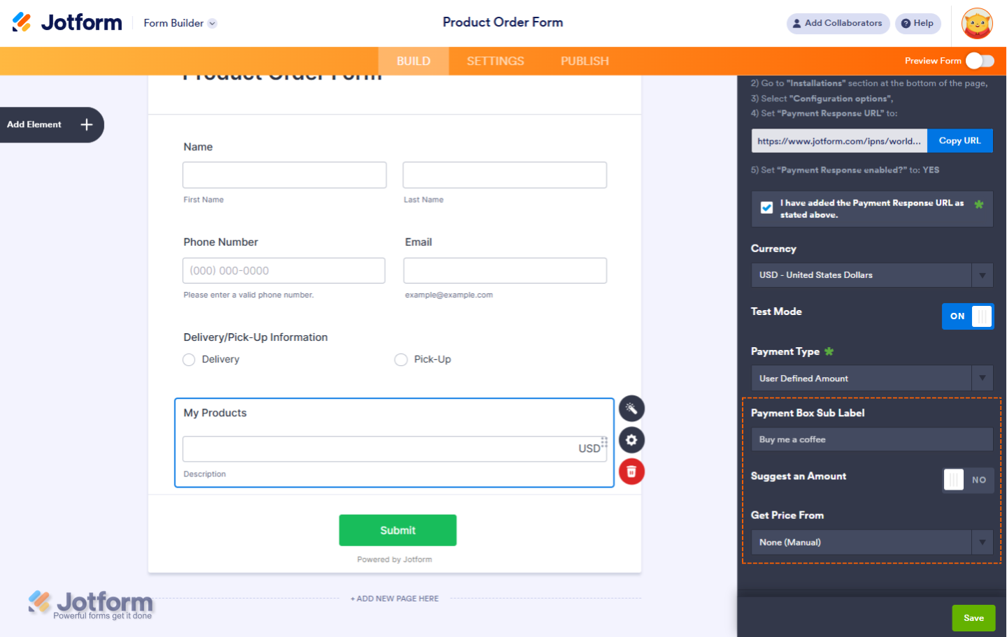 Set up suggested or calculated amounts for Worldpay UK payments in Jotform