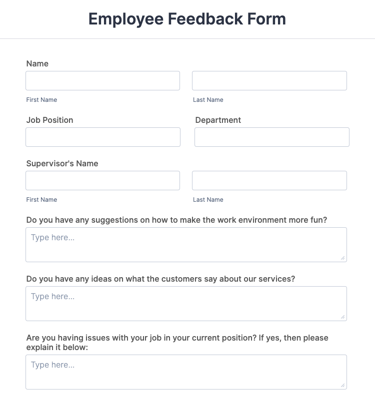 Employee Feedback Form Template