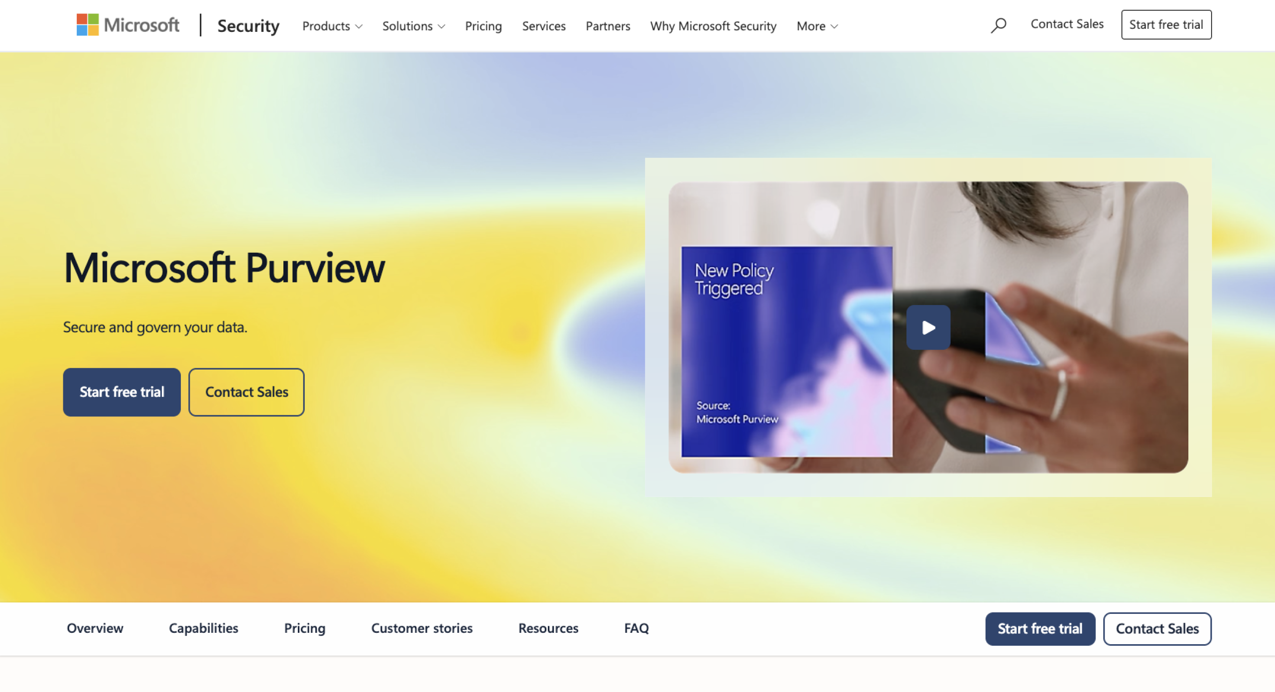 Microsoft Purview Landing Page
