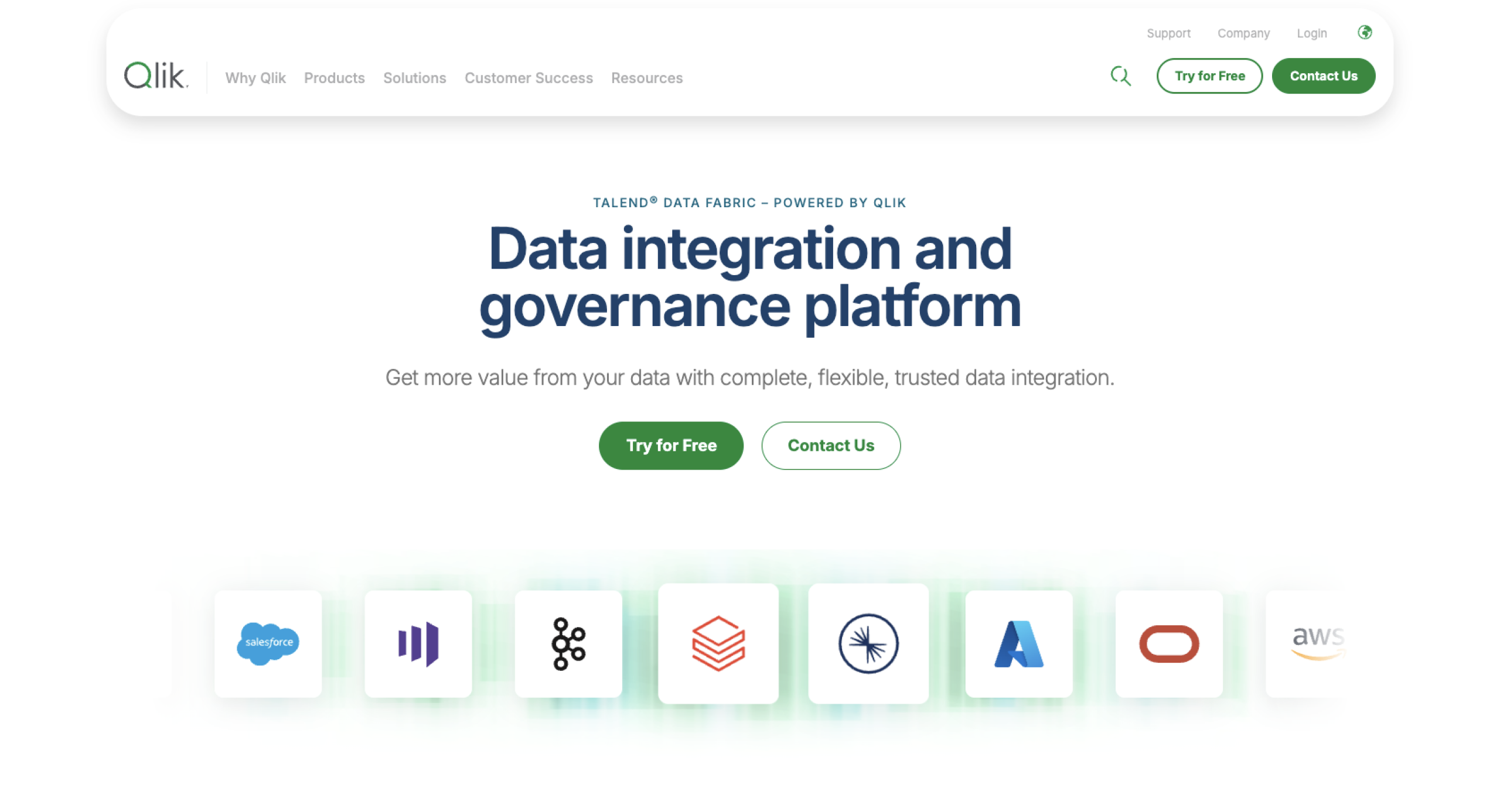 Talend by Qlik Landing Page