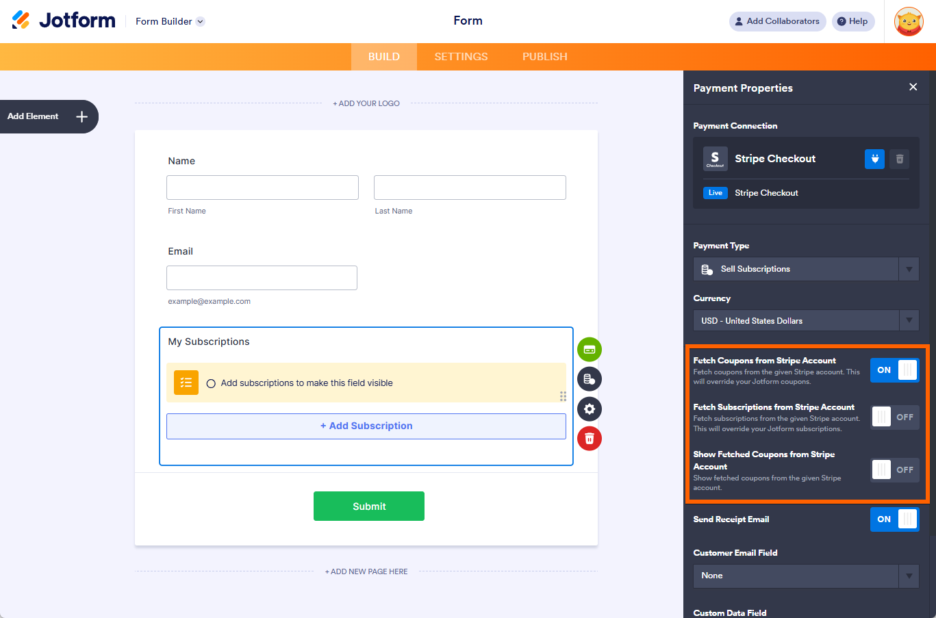 Options for Sell Subscriptions in the Stripe Checkout integration