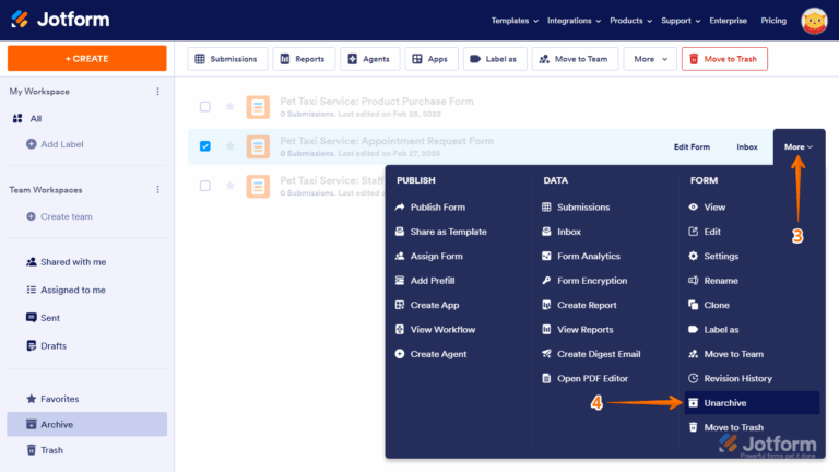 How to Archive a Form