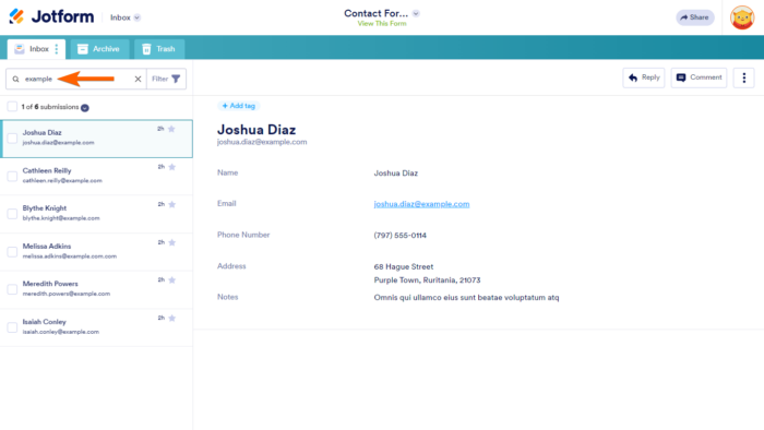 How to Search and Filter Submissions in Jotform Inbox