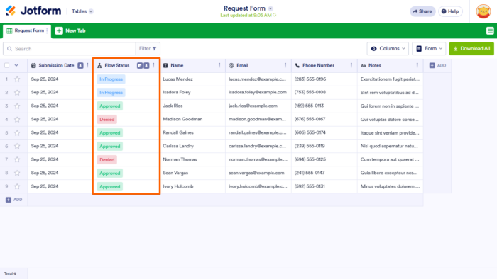 How to Track the Workflow Status in Jotform Tables