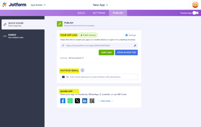 How to Share Jotform Apps