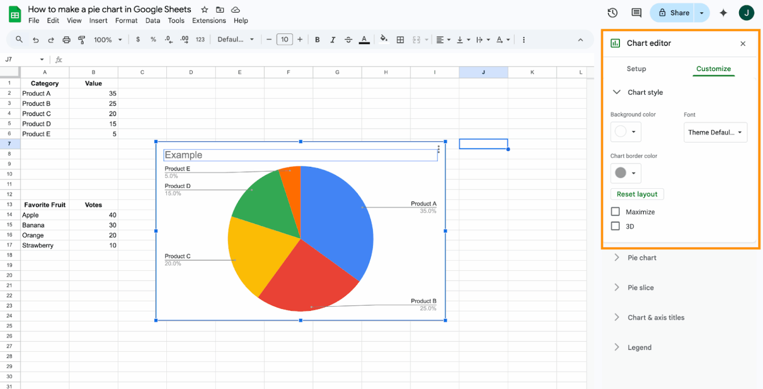 How to make a pie chart in Google Sheets | Jotform Blog