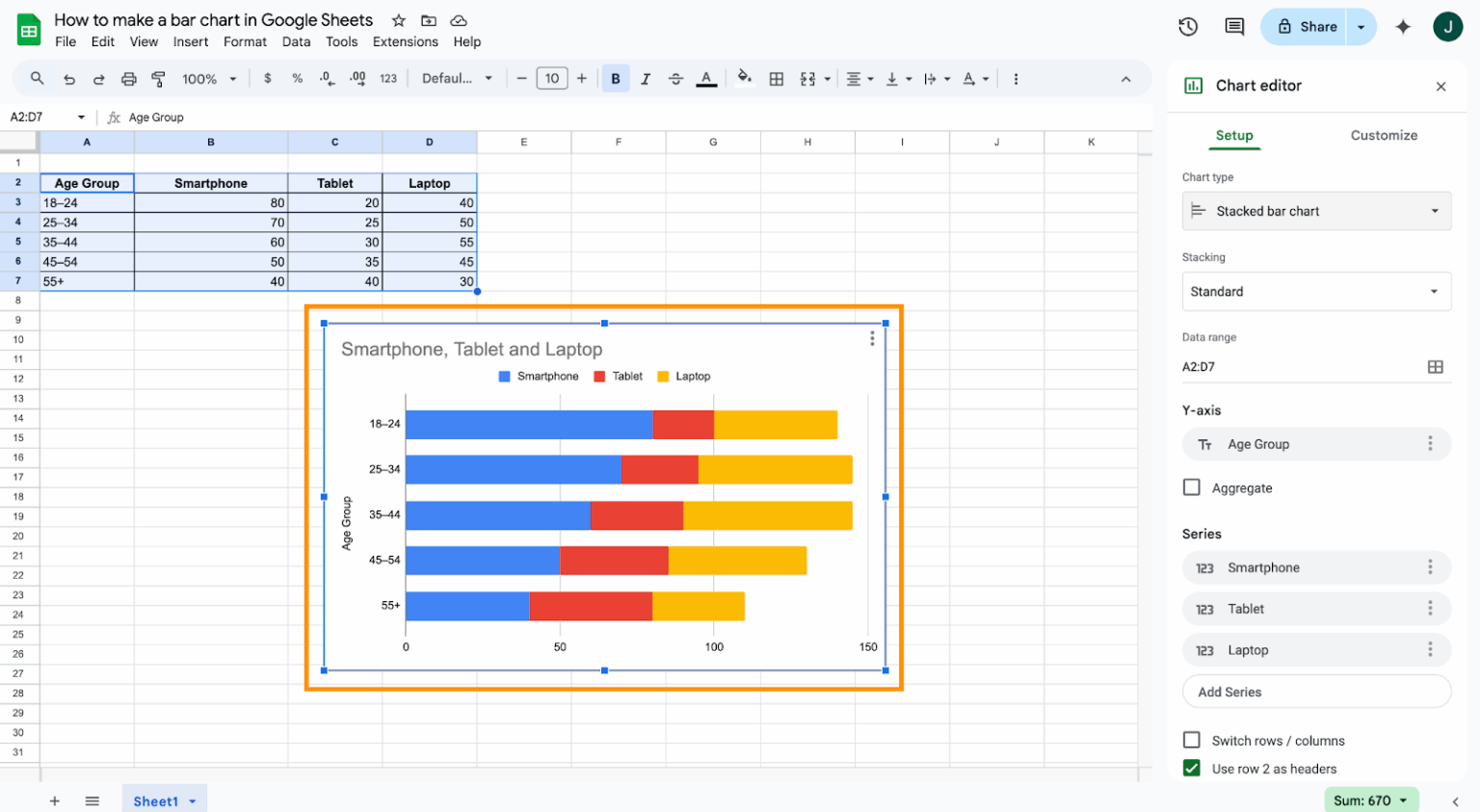How to make a bar chart in Google Sheets | Jotform Blog