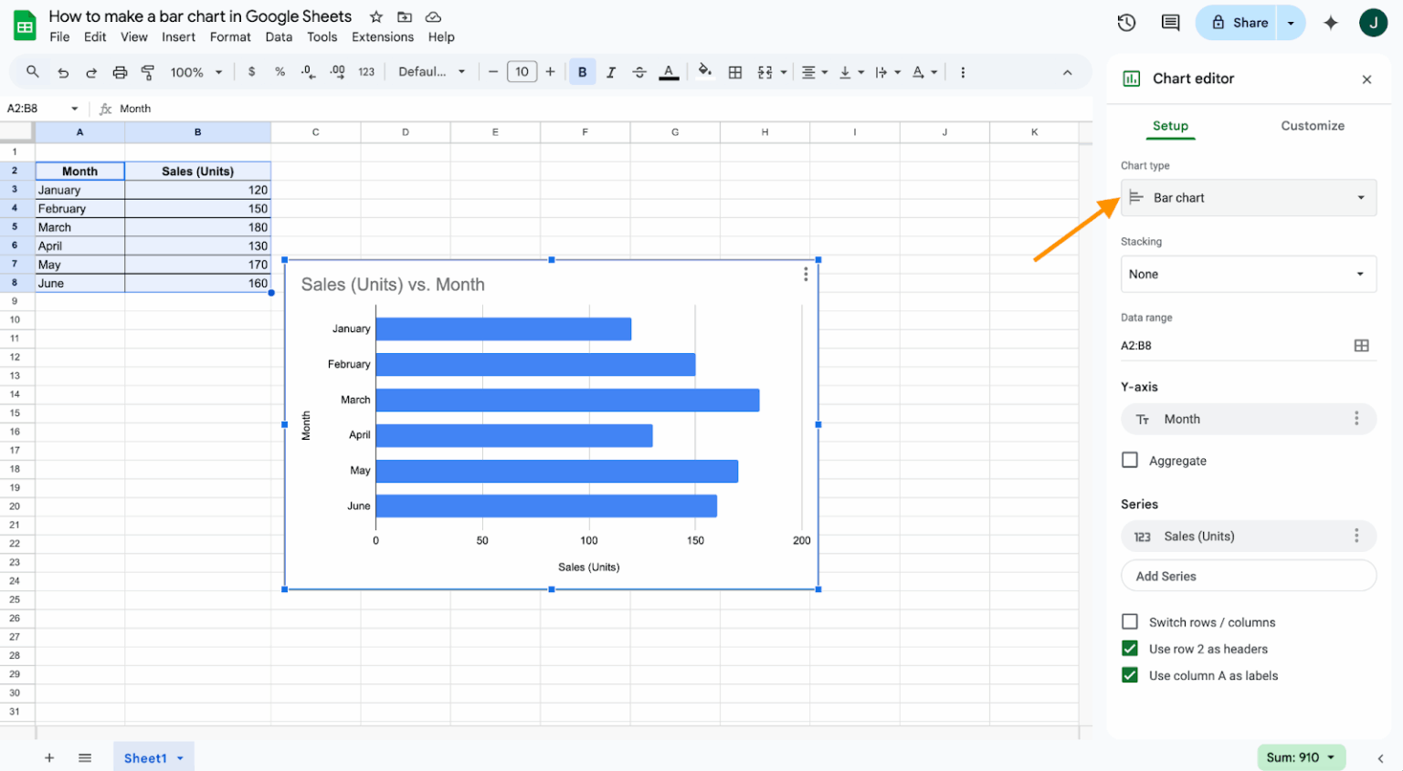 How to make a bar chart in Google Sheets | Jotform Blog