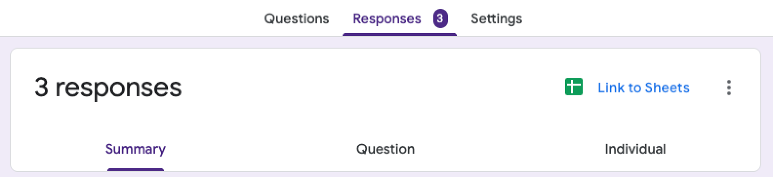 Google Forms Responses Tab Summary Tab