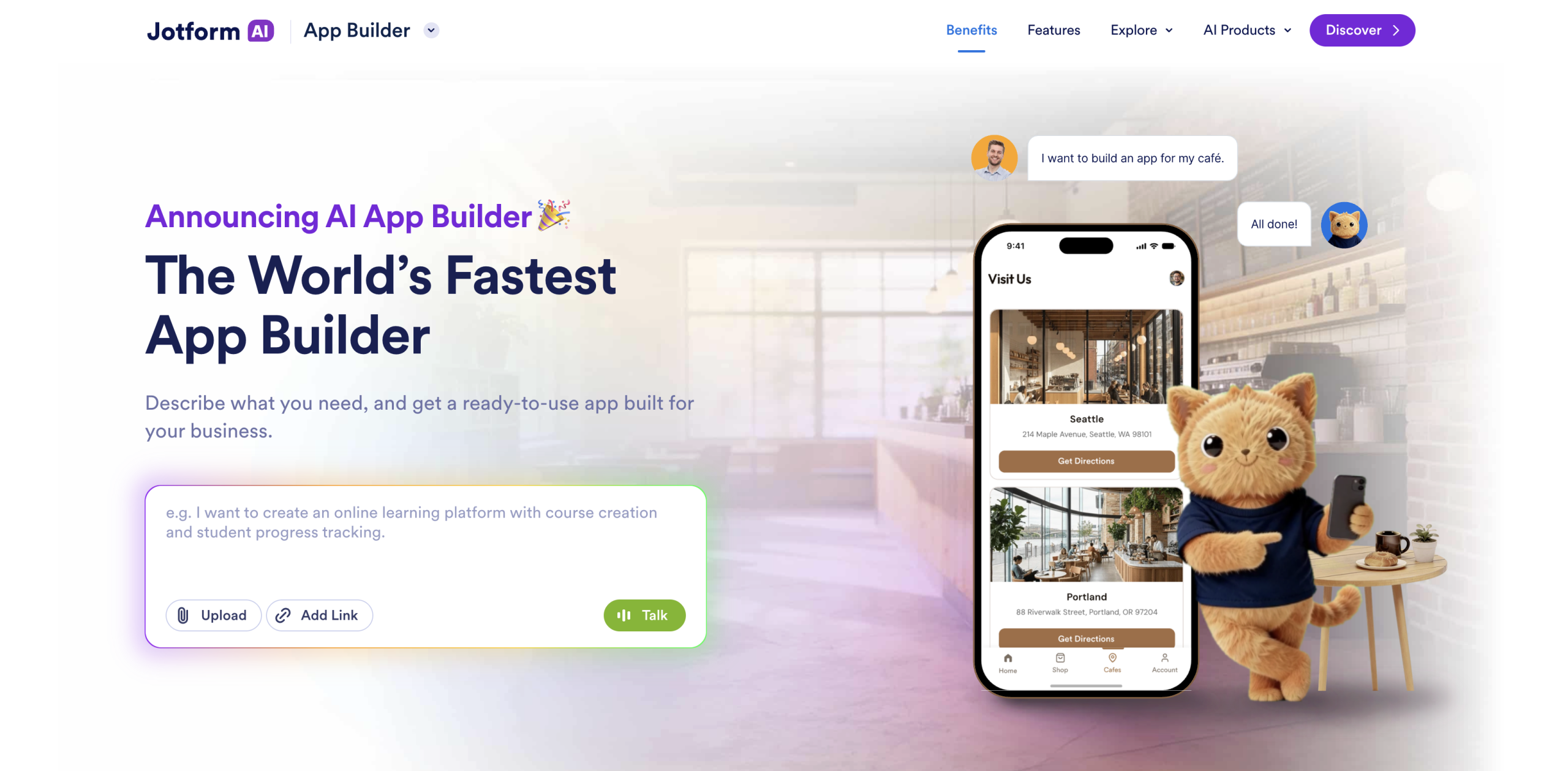 Jotform AI App Builder landing page