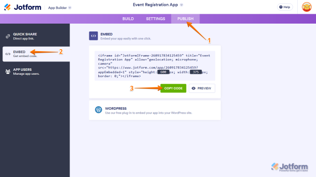 How to Embed Your App Into a Website With Jotform Apps