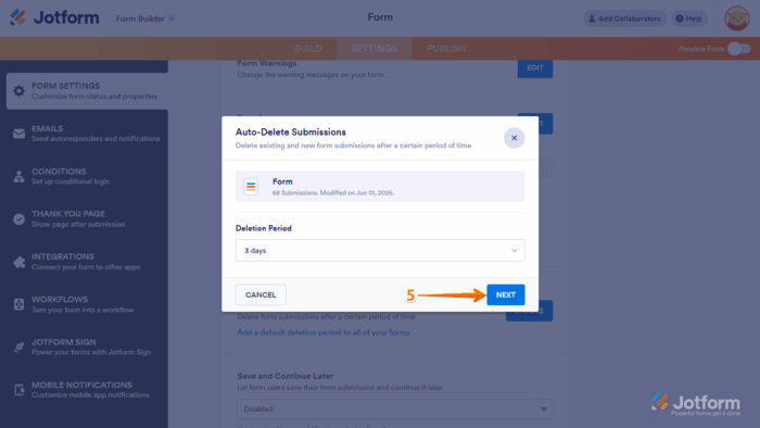 How to Delete Form Submissions Automatically