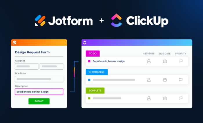 Directly integrate Jotform with ClickUp for smooth project management