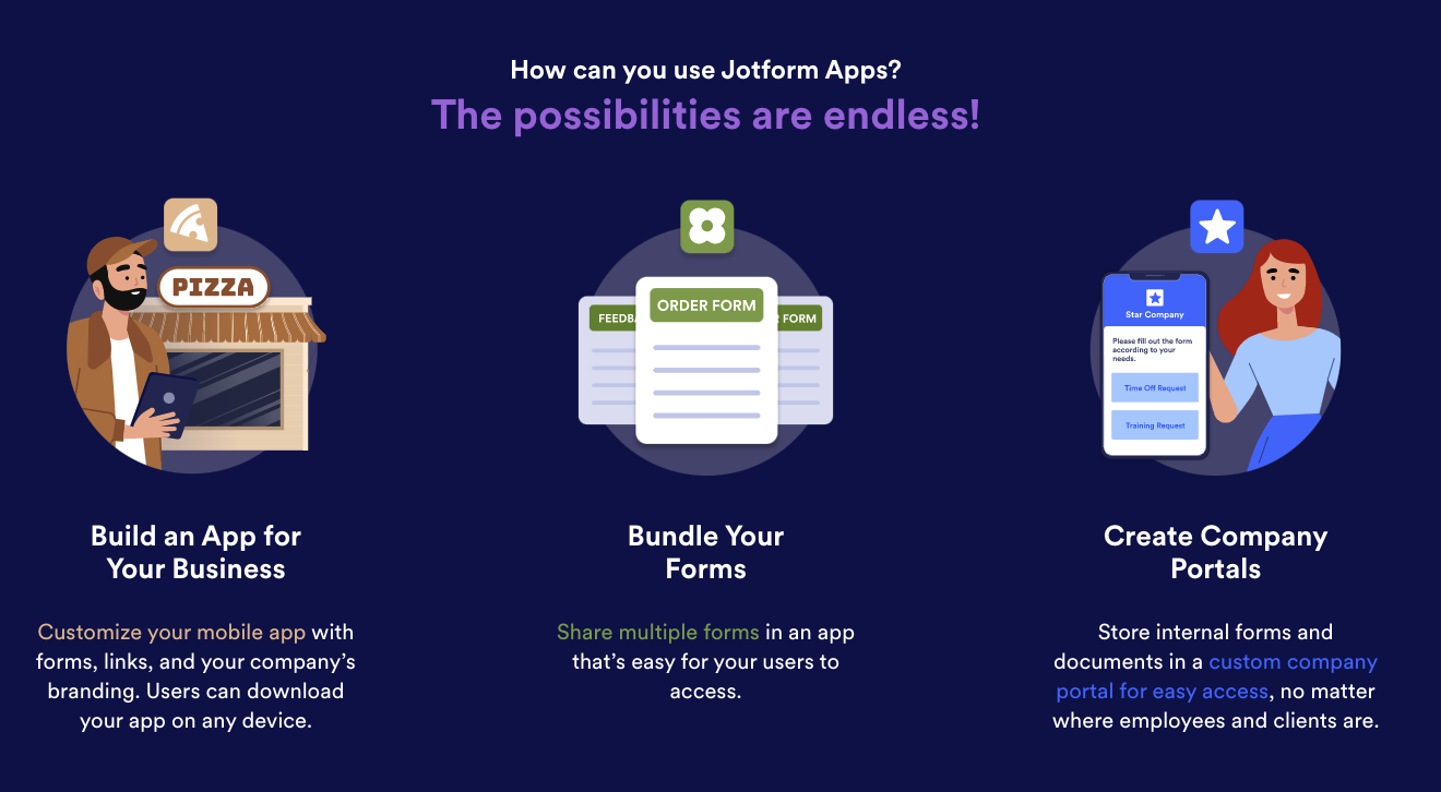 How can you use Jotform Apps infographic