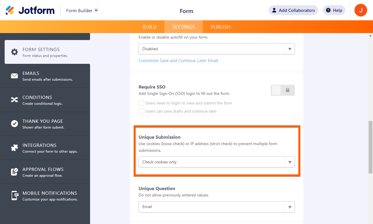jotform unique submission options Screenshot 21