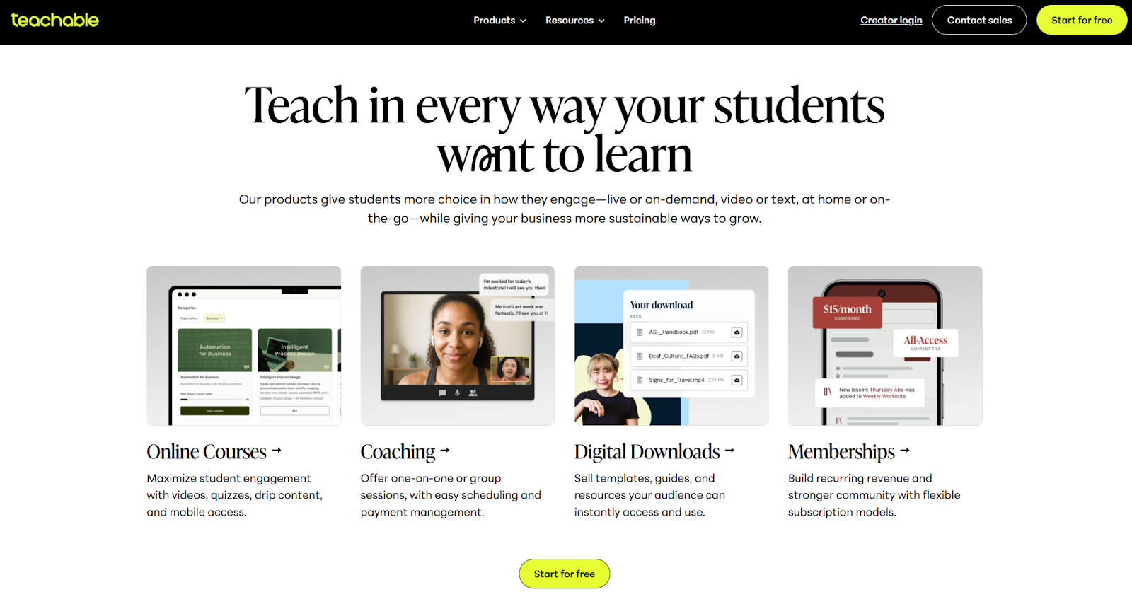 Screenshot from Kajabi alternative, Teachable