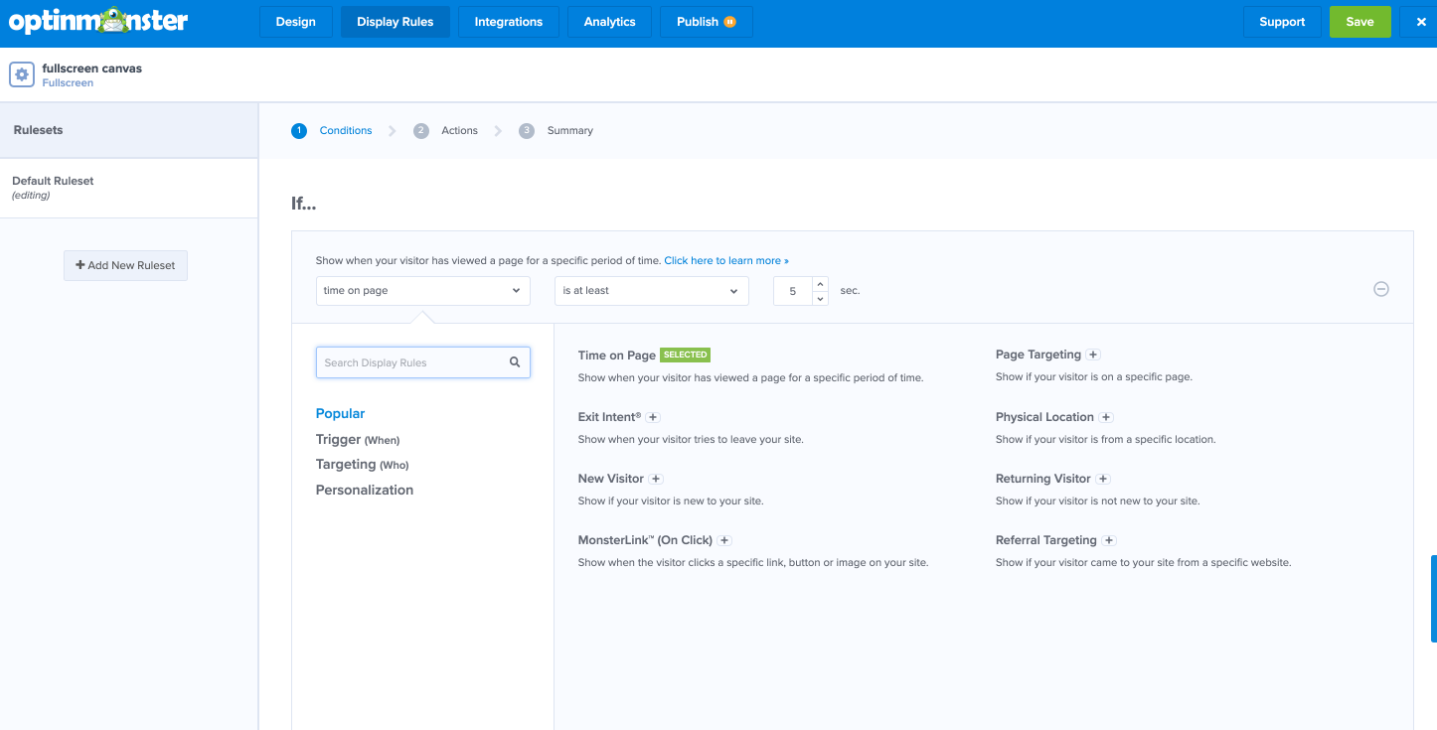 Optinmonster User Interface