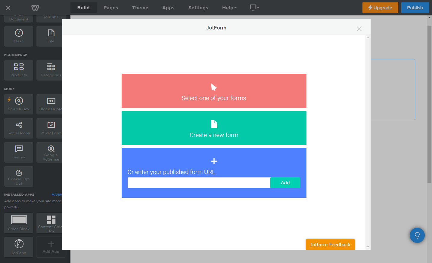 Menambahkan Formulir ke Situs Web Weebly Anda Menggunakan Aplikasi Jotform untuk Weebly Image-3