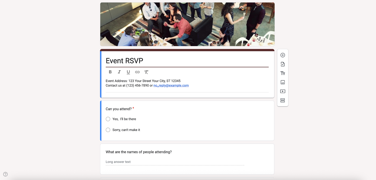 Google Forms Event RSVP Form Template