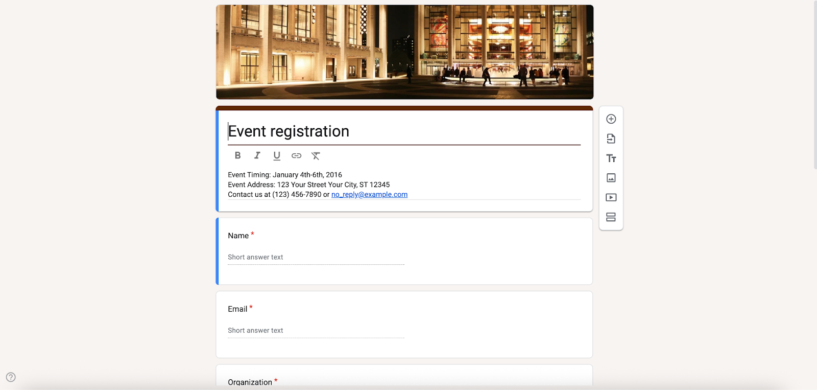 Google Forms Event Registration Form Template