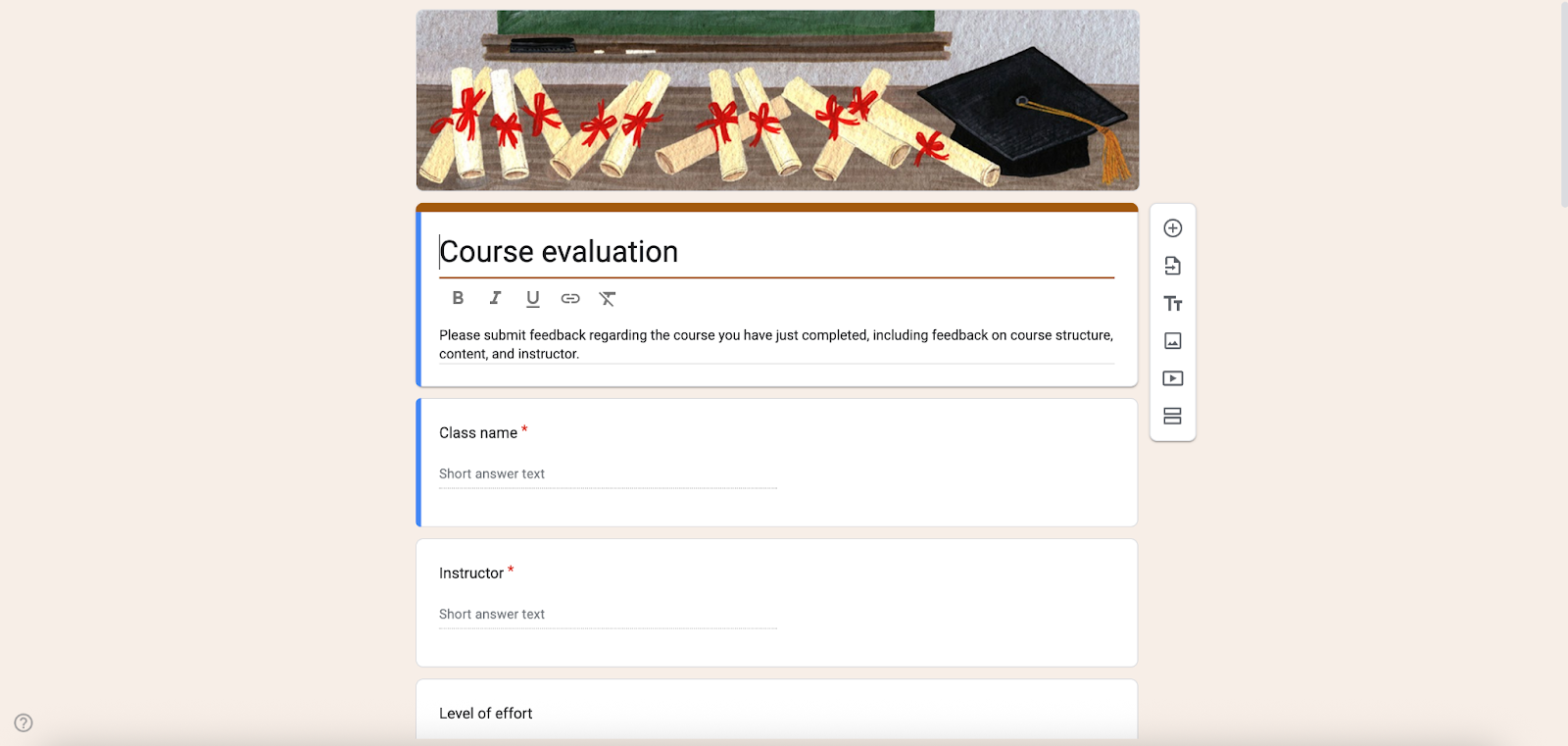 Google Forms Course Evaluation Form Template