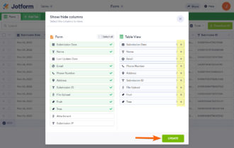 How to Show and Hide Columns in Jotform Tables