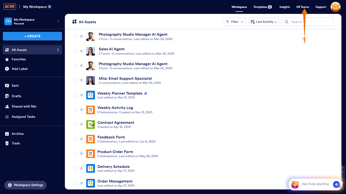 Invite Members Email tab showing recipient list role dropdowns and Invite Members button in Jotform