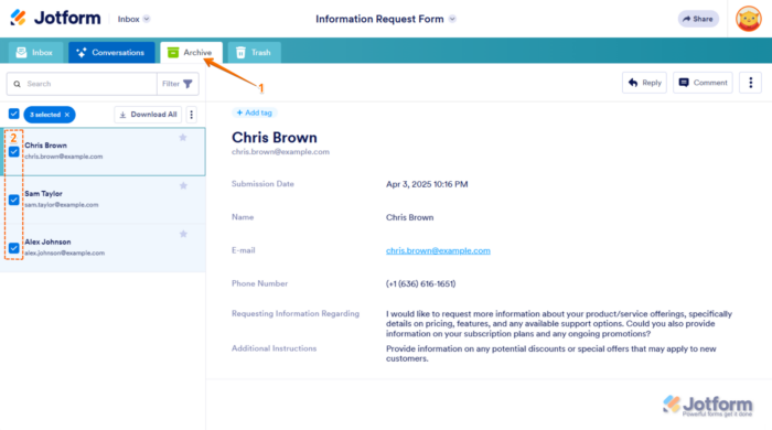 How to Archive and Unarchive Submissions in Jotform Inbox